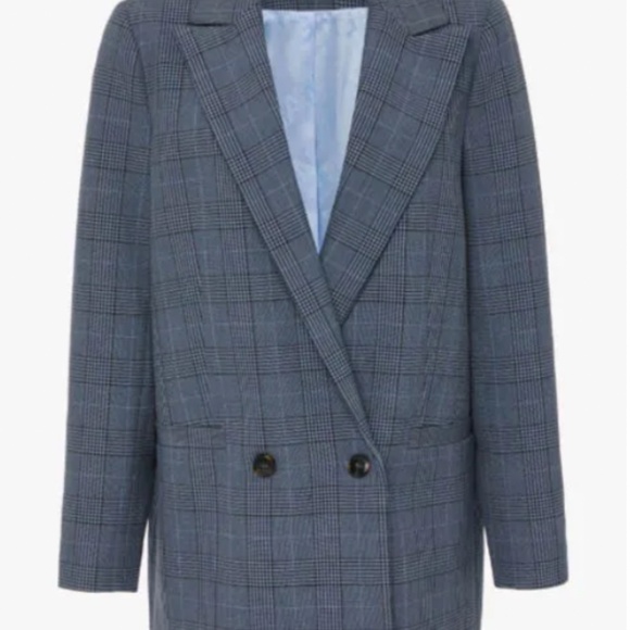 Ganni Plaid Double-Breasted Blazer - Picture 1 of 3